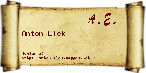 Anton Elek névjegykártya